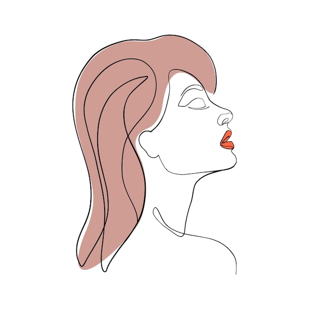 Vector woman in minimal linear style