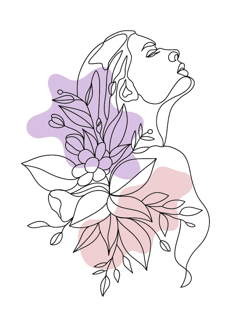 Vector woman minimalist monoline art hand drawing illustration
