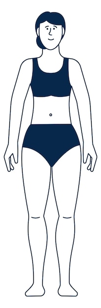 Vector woman model in underwar female figure human body