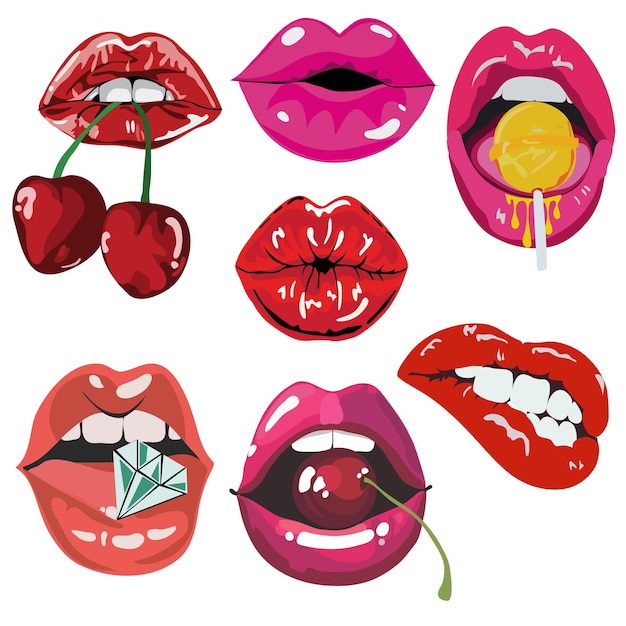 Vector woman mouth expression