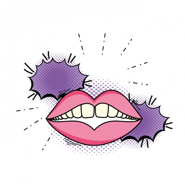 Vector woman mouth pop art style