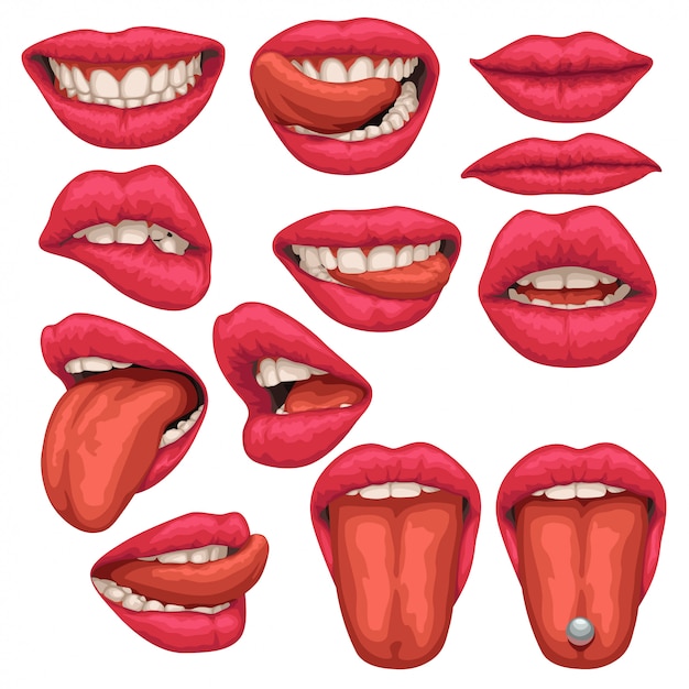 Vector woman mouth set isolated