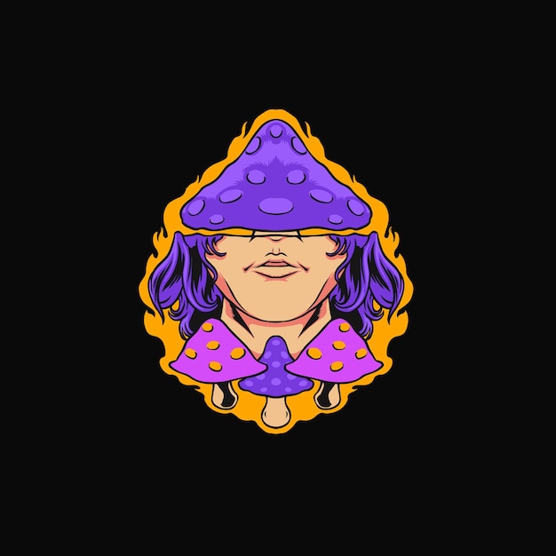 Vector woman mushroom illustration