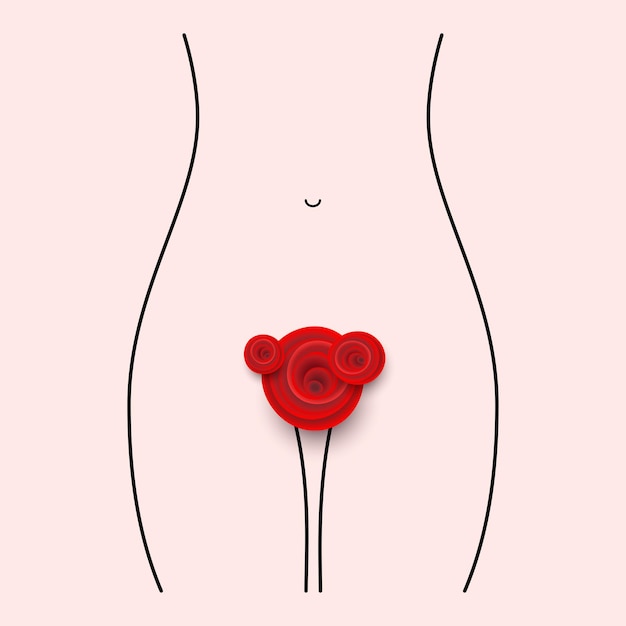 Vector woman naked body with roses