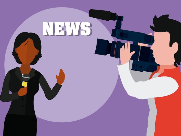 Vector woman news reporter