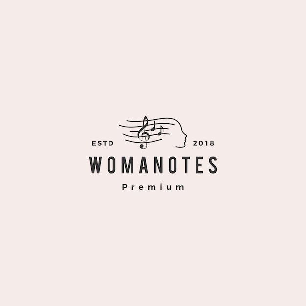 Woman notes music logo vector icon illustration