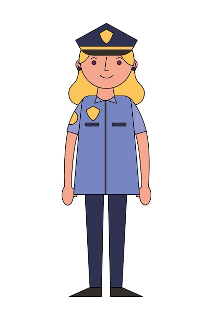 Vector woman officer police character icon