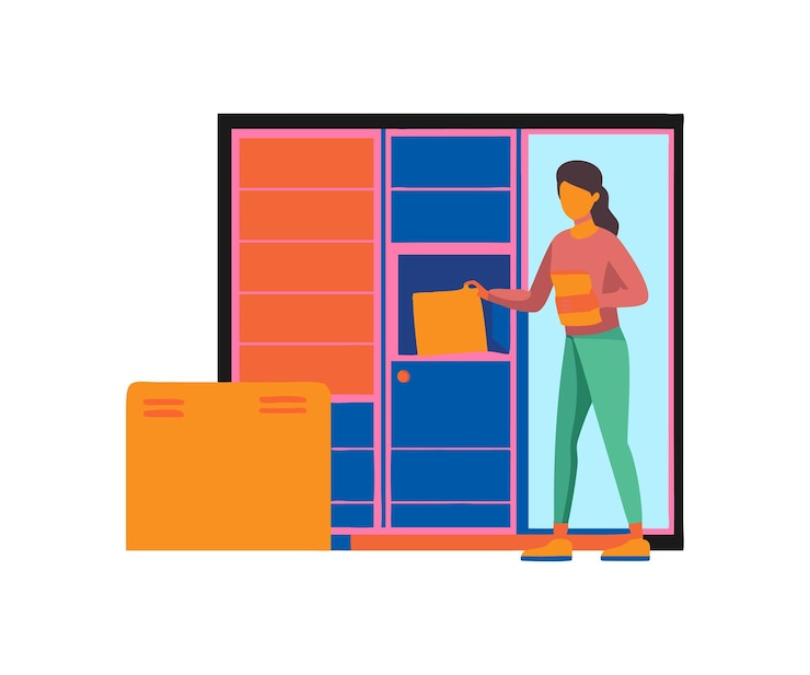 Vector woman organizing her closet