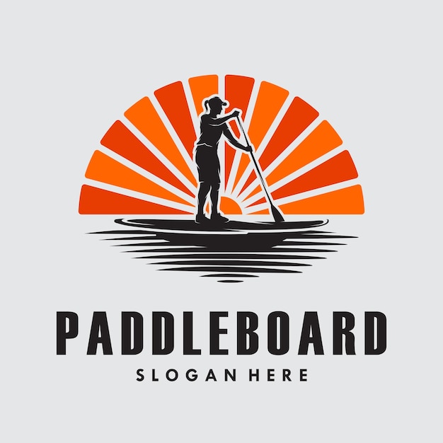 Женщина в векторном дизайне логотипа Paddle board