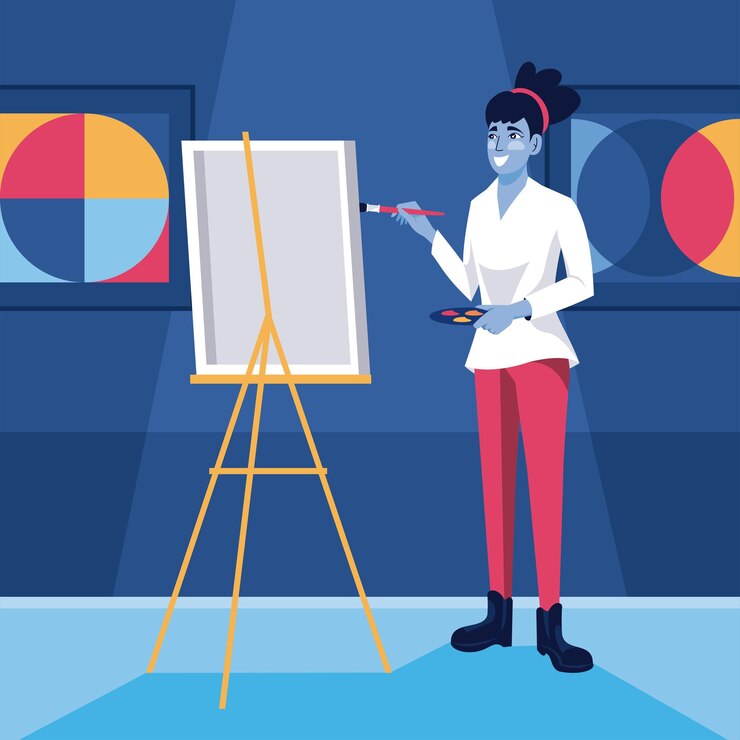 Vector woman painter artist design character
