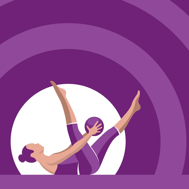 Vector woman pilates poses with illustration element