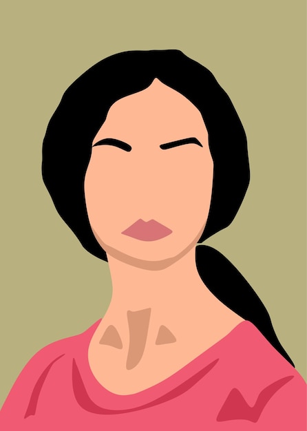 Vector woman in a pink dress with weave style hair and woman portrait illustrated vector design