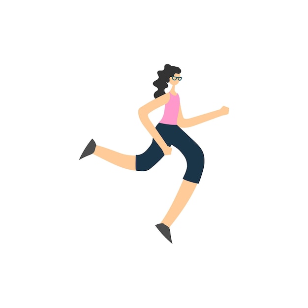 Vector a woman in a pink top is running in a black skirt