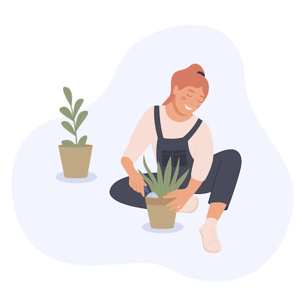 woman planting garden flowers gardening hobby and gardening
