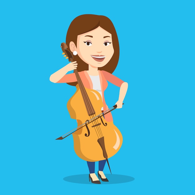 Woman playing cello illustration.