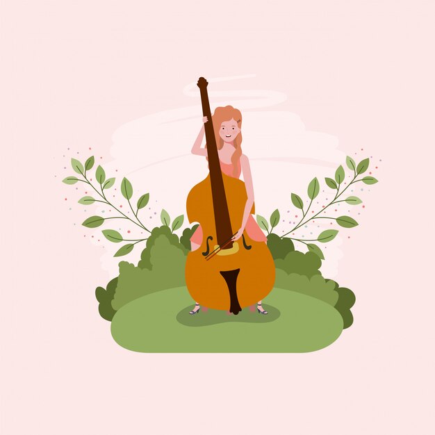 Woman playing cello instrument character