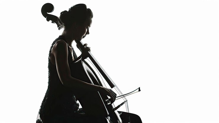 Vector a woman playing cello silhouette isolated on white background
