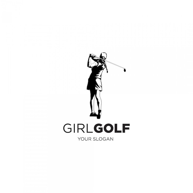 woman playing golf silhouette logo