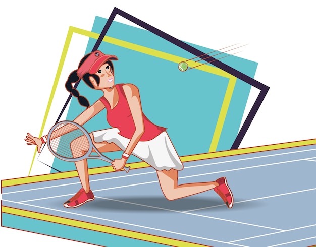 Woman playing tennis character