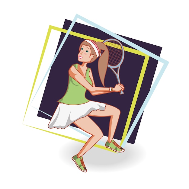 woman playing tennis character 