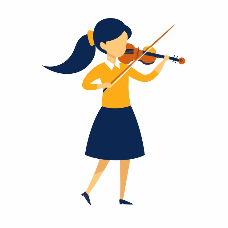 Vector a woman playing a violin with a picture of a girl playing the violin