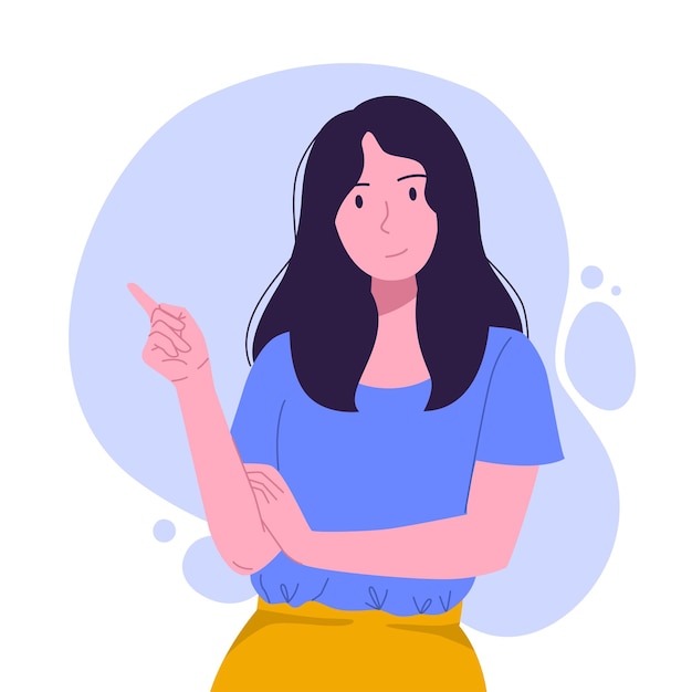 Vector woman pointing to something gesture