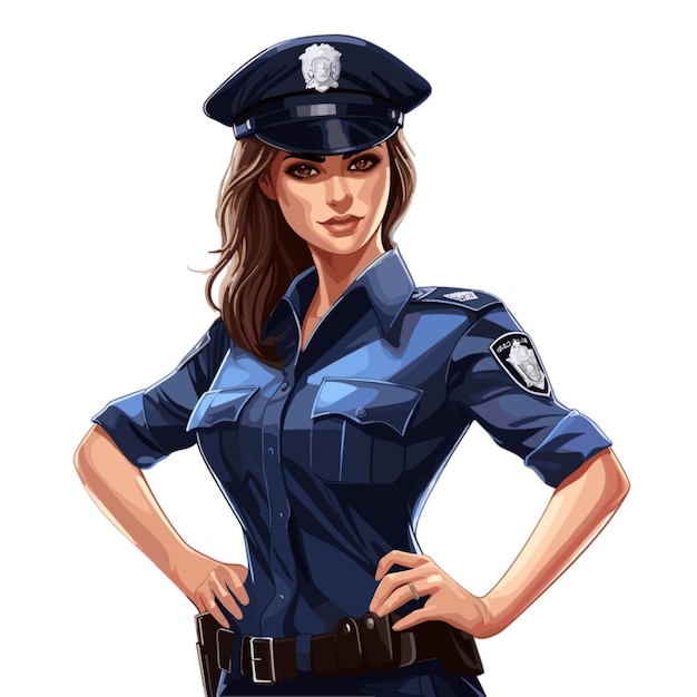 Woman police officer vector on white background