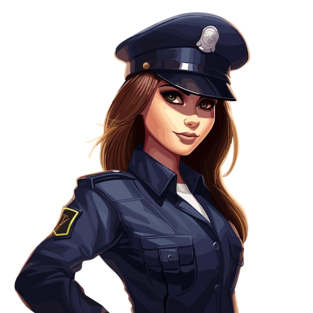 Woman Police Officer vector on white background