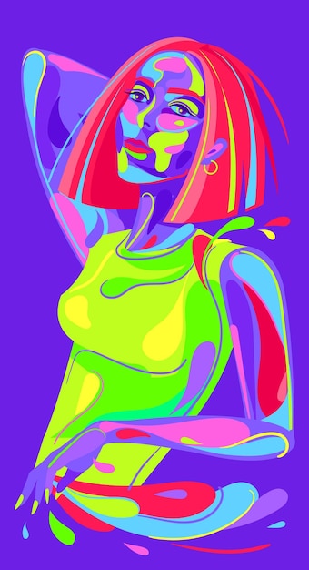 ポップアートスタイルの女性肖像画