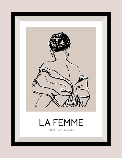 Woman portrait vector illustration in poster frame