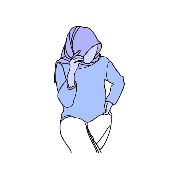 Woman pose line art style