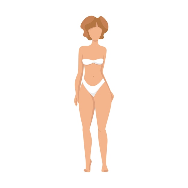 Premium Vector  Woman posing in white underwear, woman with pear-shaped  body.