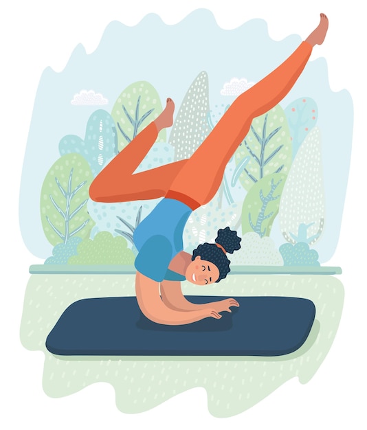 Woman posture yoga with park background