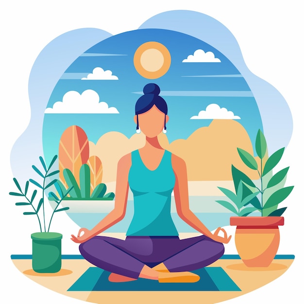 Woman practicing yoga in lotus position potted plant in background Imagining the consequences of a largescale data breach