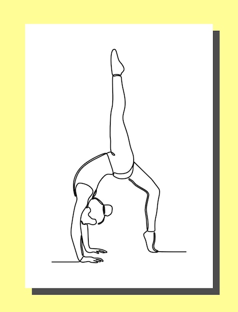 woman practicing yoga oneline continuous line art