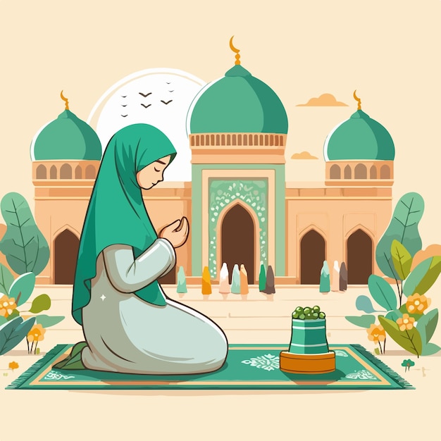 Vector woman praying