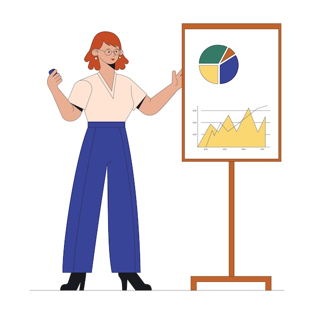 Woman presenting analysis graph