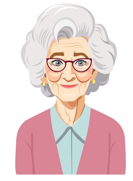 Vector woman pretty elderly portrait avatar