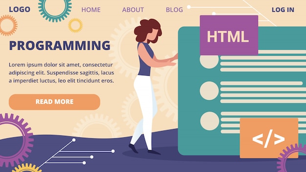 Woman Programmer Make Site Web Interface Project