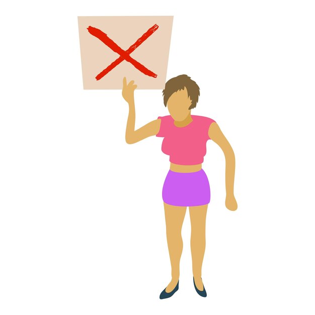 Vector woman protest with sign icon cartoon illustration of woman protest vector icon for web