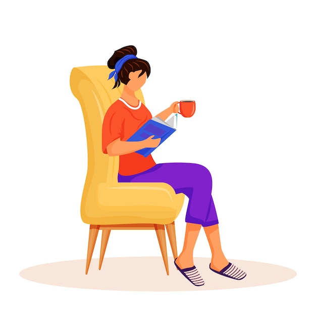 Woman reading book character