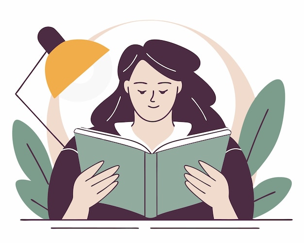 woman reading concept illustration