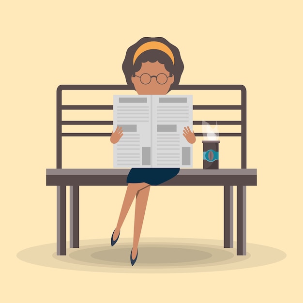 Vector woman reading the newspaper