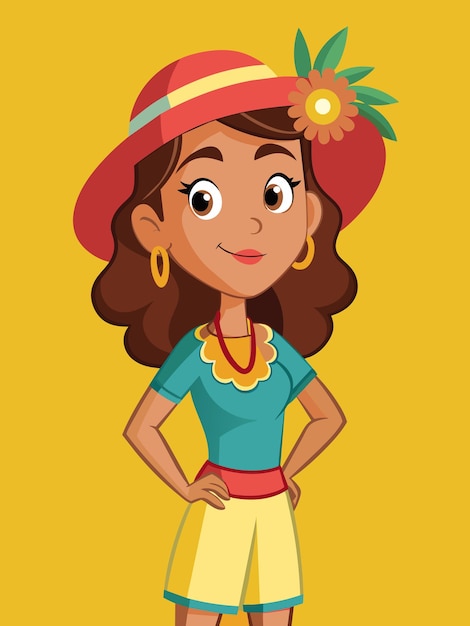 Woman Ready for Summer Vacation Vector Illustration