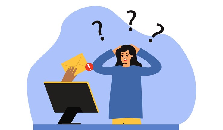 Vector the woman received an urgent letter for work the surprised woman holds his head the woman is upset