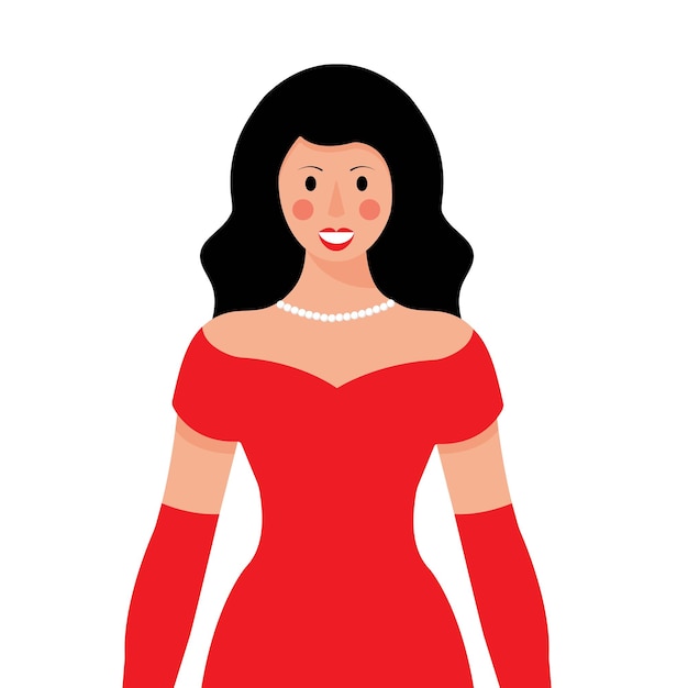 Woman in red dress Woman in evening dress Vector illustration