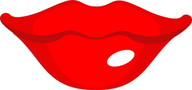 Vector woman red glossy smiling lips icon sticker in flat style