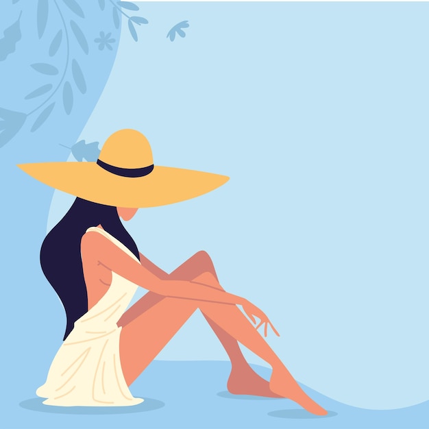 Vector woman relaxing sitting