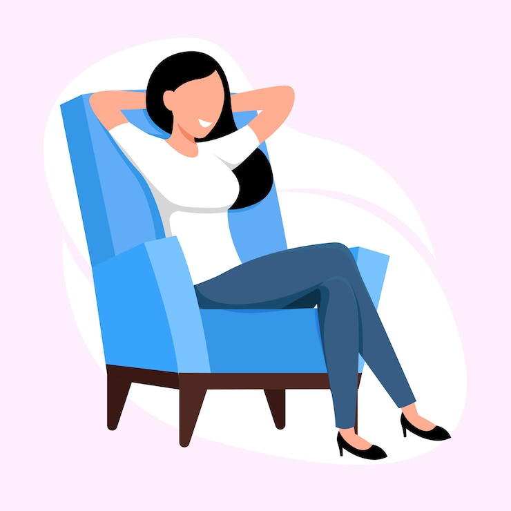 वेक्टर woman relaxing on sofa flat illustration