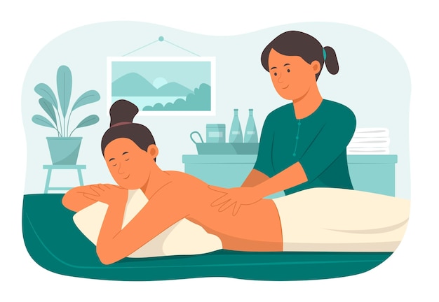 Woman Relaxing with Body Massage Treatment in Spa Salon